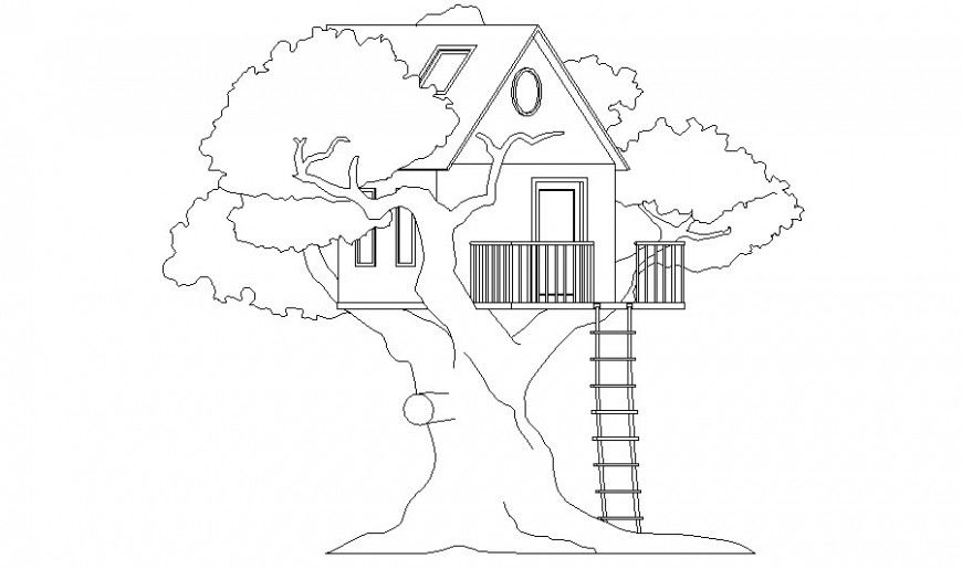 Trees house blocks details drawing in autocad software