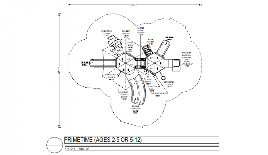 Treetop plan design with prime time dwg file