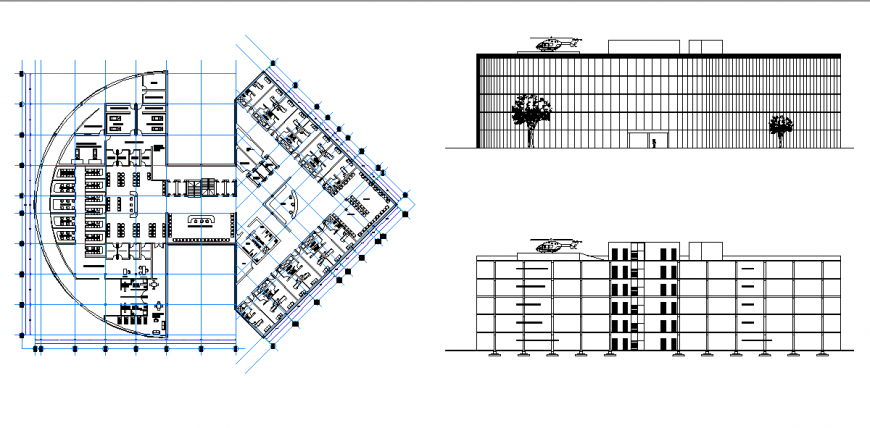 Triangle Shape Of Hospital Lay-out & Elevation