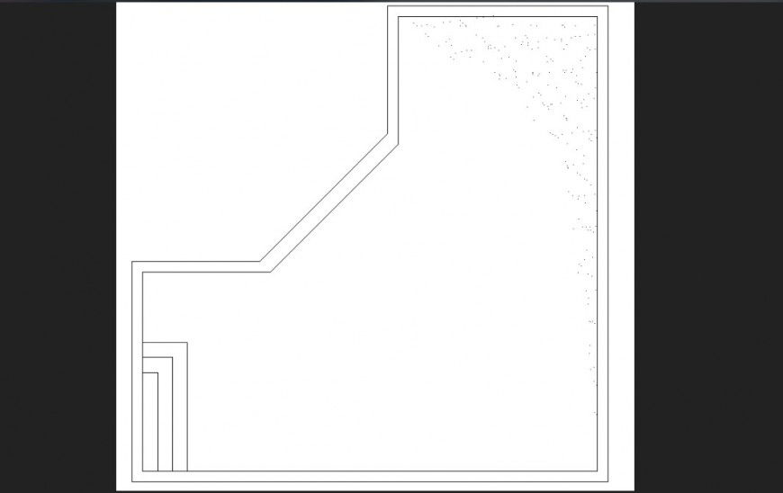 Triangular pool plan with a detailed dwg file.