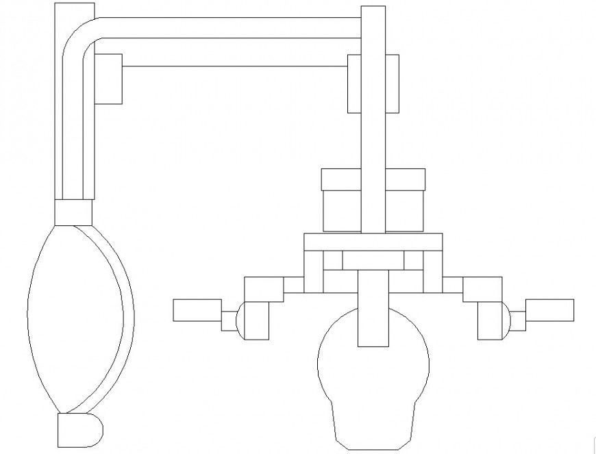 Triceps flat machine detail 2d view CAD gym equipment block layout autocad file