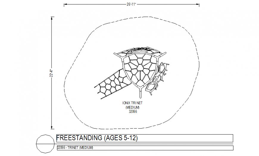 Trinet freestanding design for playing area plan dwg file