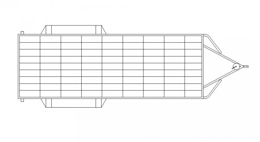 Trolley elevation 2d view drawing in autocad software