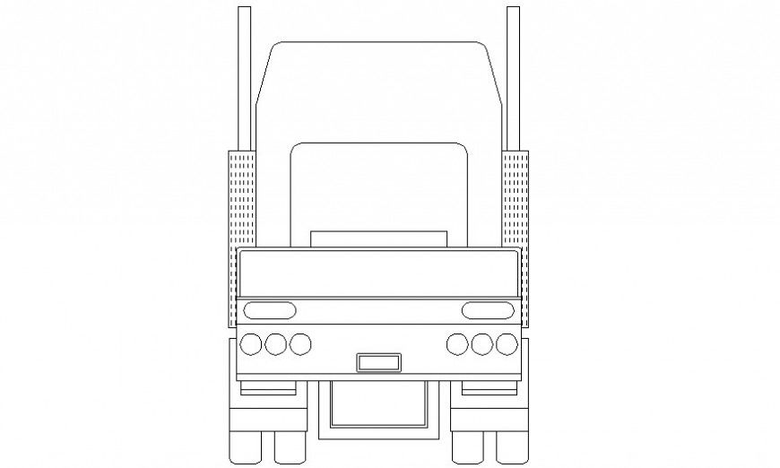 Truck 2d view transportation units drawing in autocad