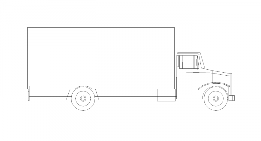 Truck block design with vehicle view dwg file