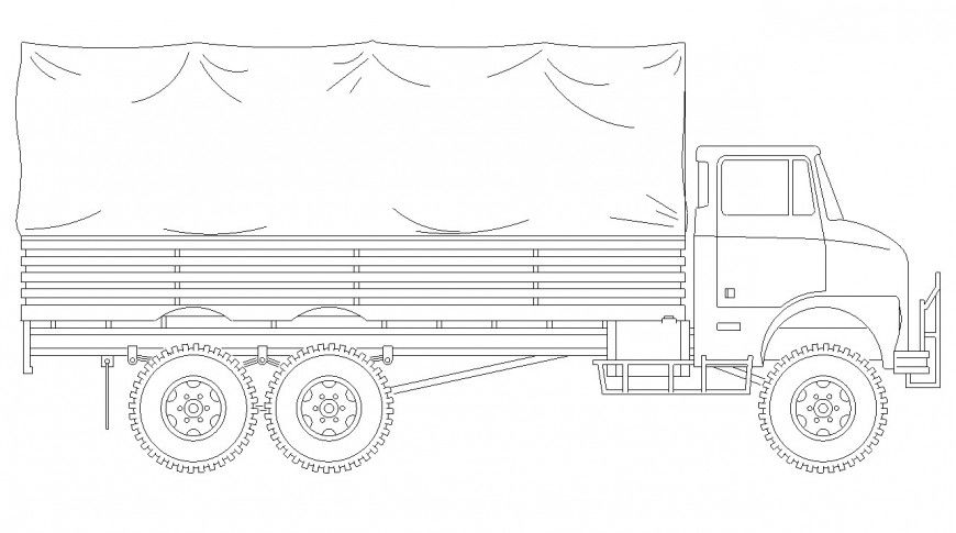 Truck CAD vehicle block layout elevation 2d view autocad file
