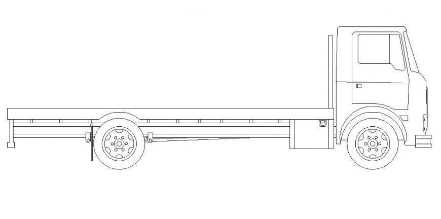 Truck carrier detail 2d view CAD vehicle block layout file in dwg format
