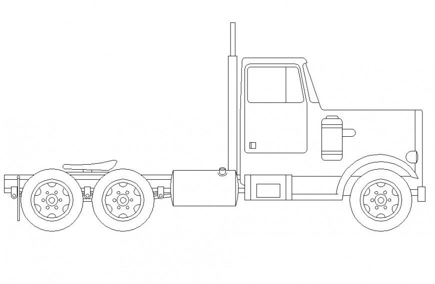 Truck carrier detailing 2d view CAD blocks layout dwg file