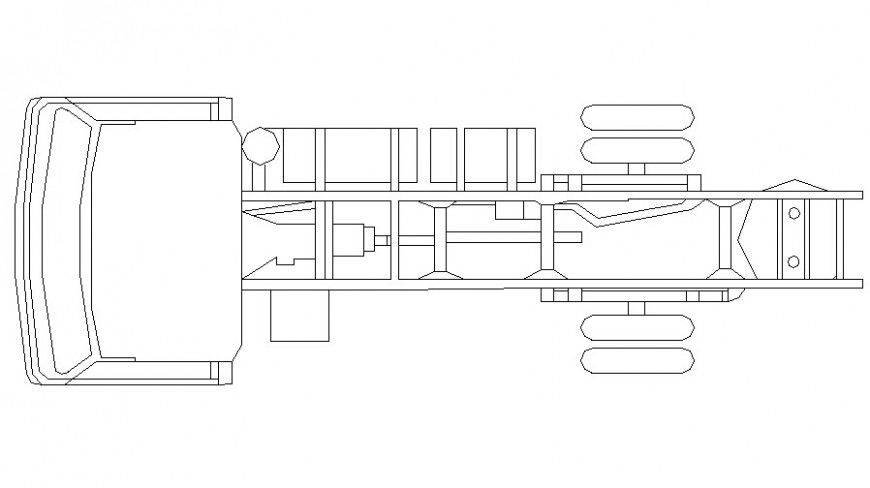 Truck drawing 2d view elevation in autocad software