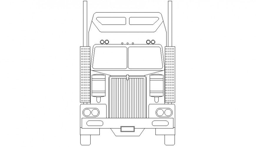 Truck drawing elevation 2d view autocad file