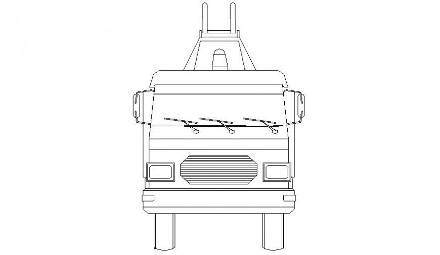 Truck elevation 2d view in autocad software