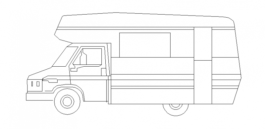 Truck elevation block of vehicle dwg file