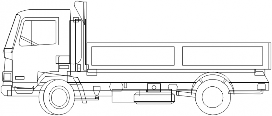 Truck side elevation 2d block cad drawing details dwg file