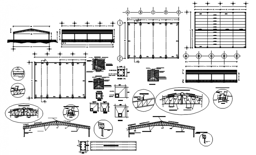 Truss and its steel structural detail in auto cad file
