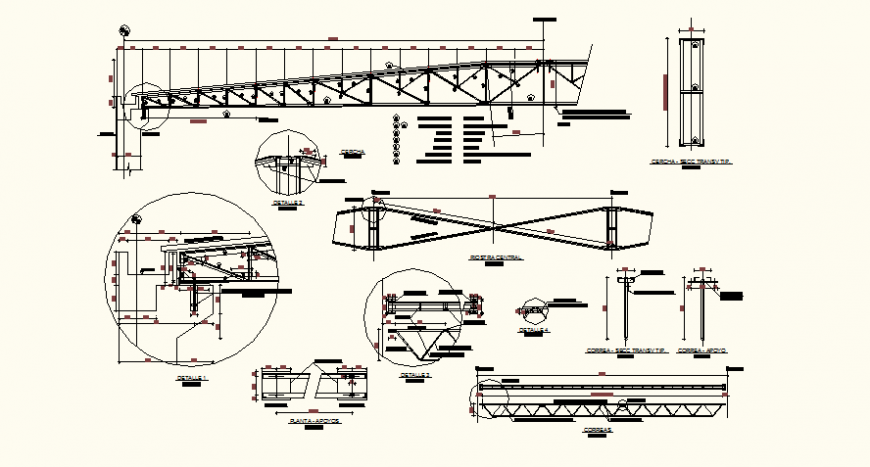 Truss detail plan and elevation dwg file