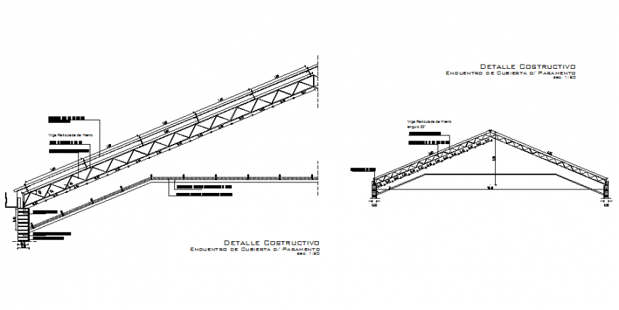Truss roof section detail drawing in dwg file.