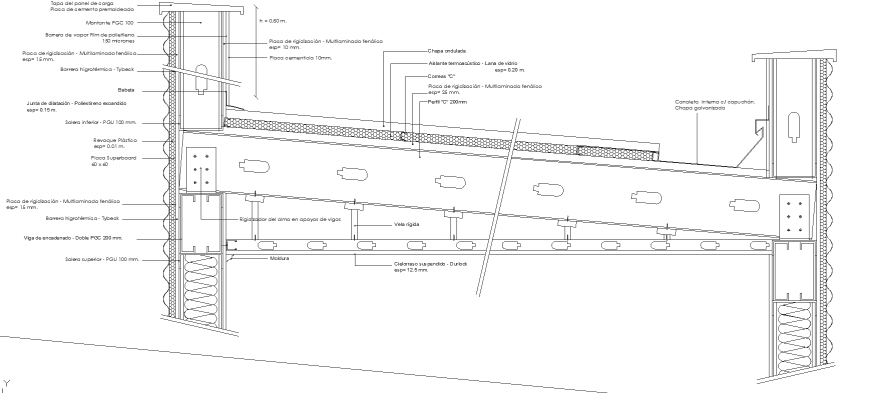 Truss roof section drawing in dwg file.