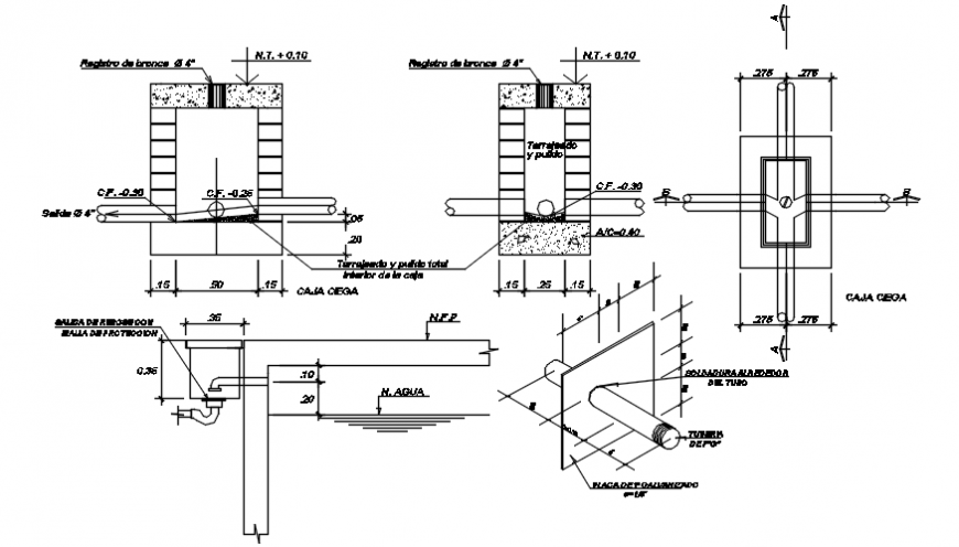 Tube elevation with foundation detail in AutoCAD file