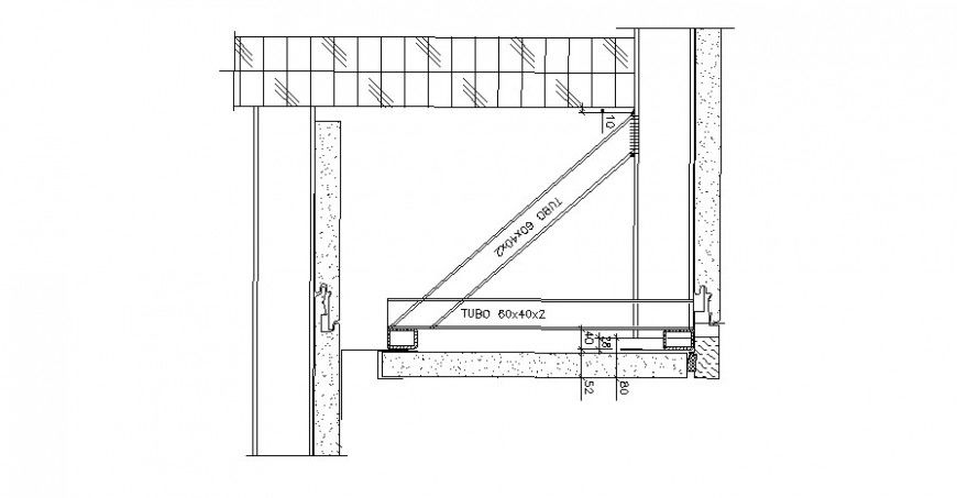 Tube foundation in construction view in AutoCAD file