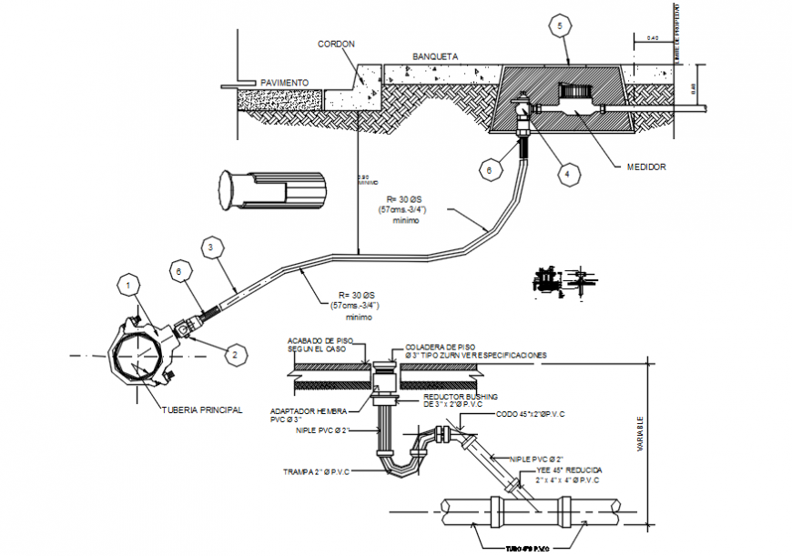 Tube valve and cylinder assembly detail in AutoCAD file