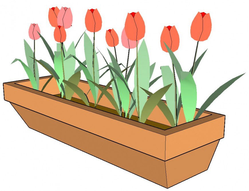 Tulips plant detail 3d model layout CAD block sketch-up file