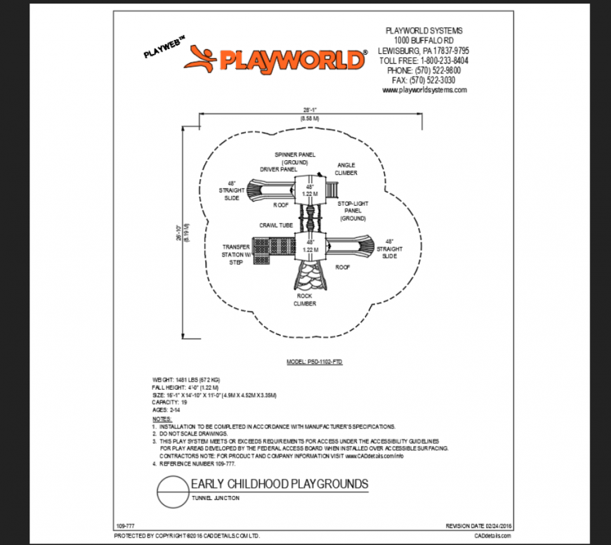 Tunnel junction them early child school play ground structure details dwg file