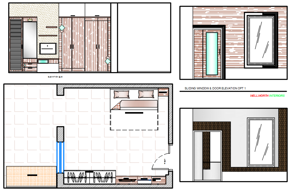 TV Unit Design with Room Layout Plan in DWG Drawing