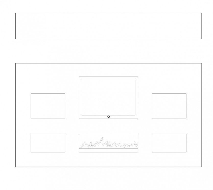 TV and fireplace unit plan autocad file