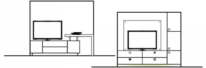 Tv Unit wall 2d block elevation detail