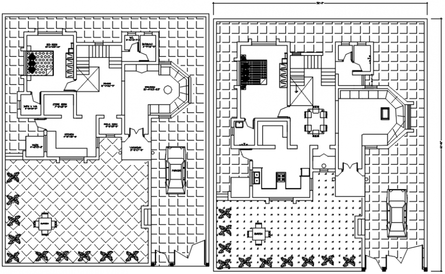 Twin bungalow distribution plan cad drawing details dwg file