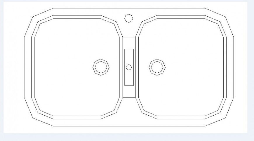 Twin ceramic 2d sink elevation block drawing details dwg file