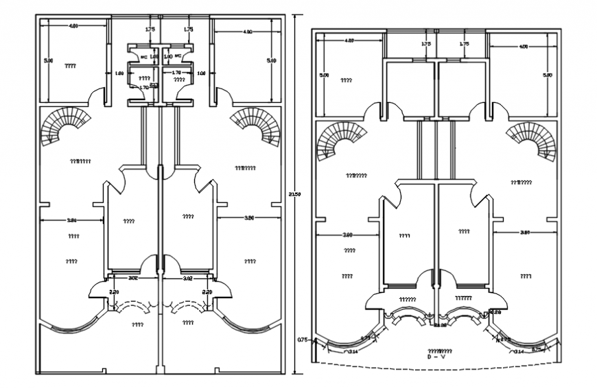 Twin home distribution layout plan cad drawing details dwg file
