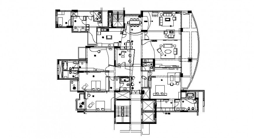 Twin house architecture layout plan with furniture layout cad drawing details dwg file