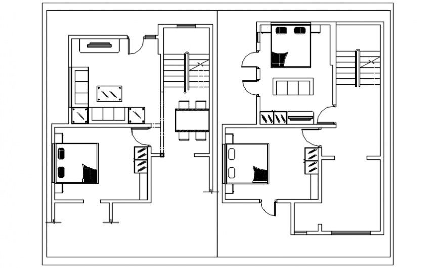 Twin house distribution plan cad drawing details dwg file