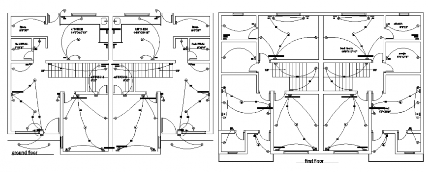 Twin house electrical drawing in dwg file.