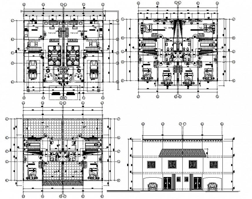 Twin house project detail cad file