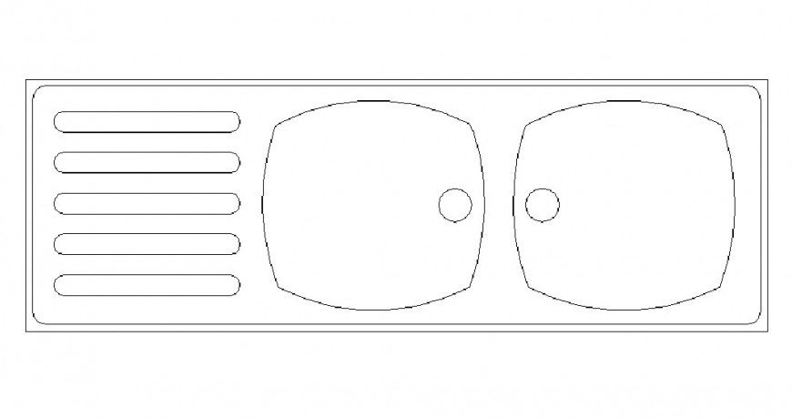 Twin simple sink 2d elevation block drawing details dwg file