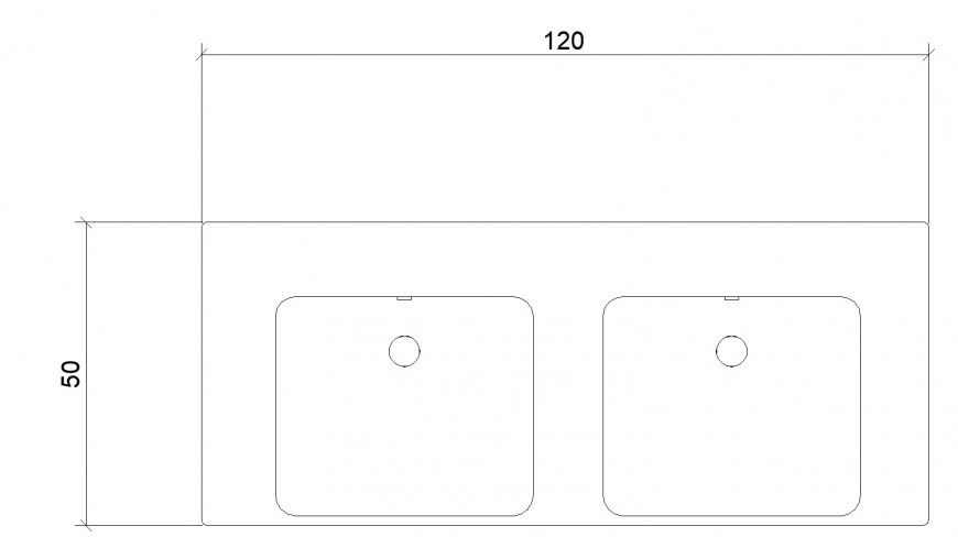 Twin sink top view elevation blocks cad drawing details dwg file