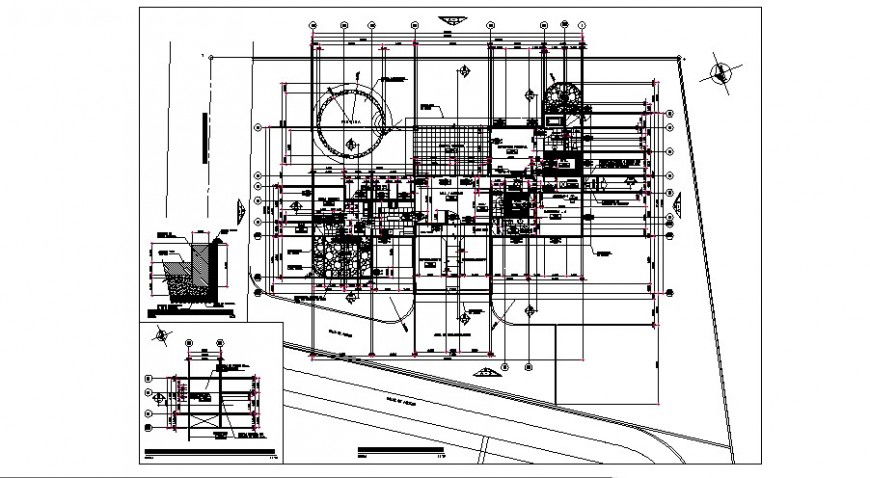Two-bedroom house layout plan and framing plan cad drawing details dwg file