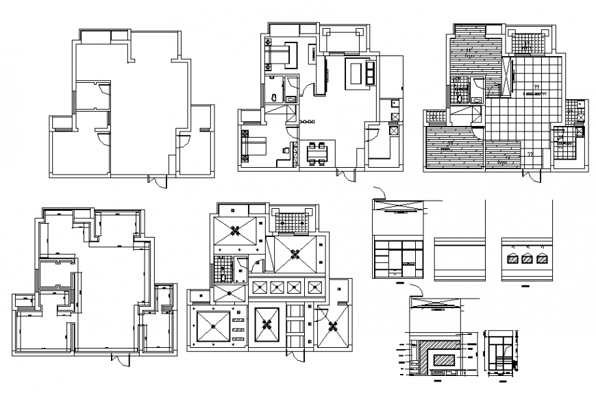 Two-level house floor plan, foundation and auto-cad details dwg file