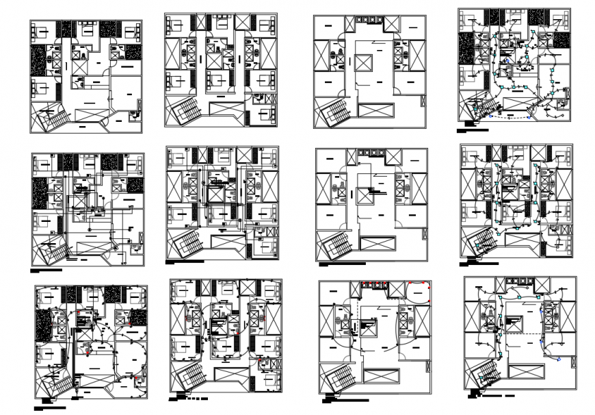Two-star hotel floor plan cad drawing details dwg file