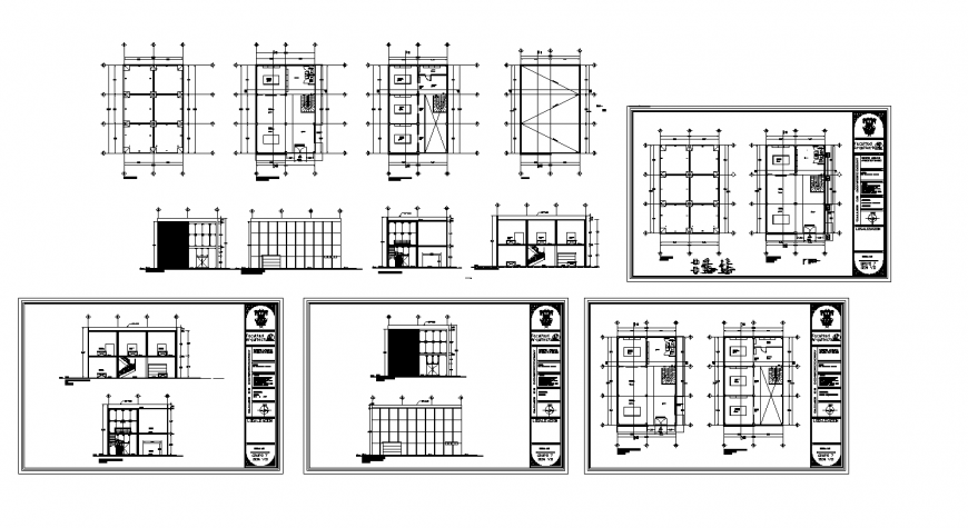 Two-story administration office building detailed architecture project dwg file
