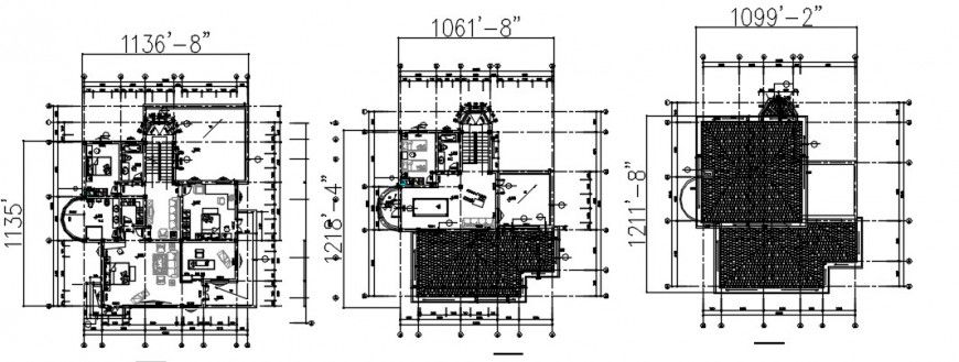 Two-story housing bungalow CAD layout floor plan dwg file