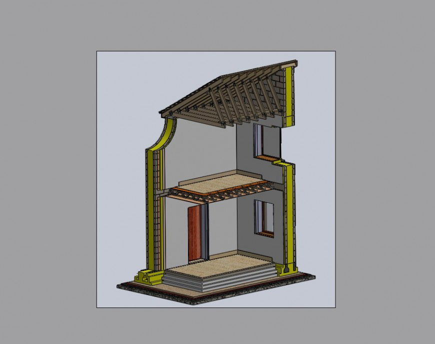 Two-story passive house 3d model constructive structure details jpg file