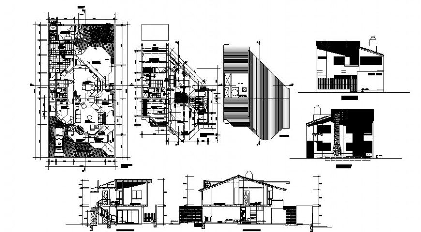 Two-story residential one family house house detailed architecture project dwg file