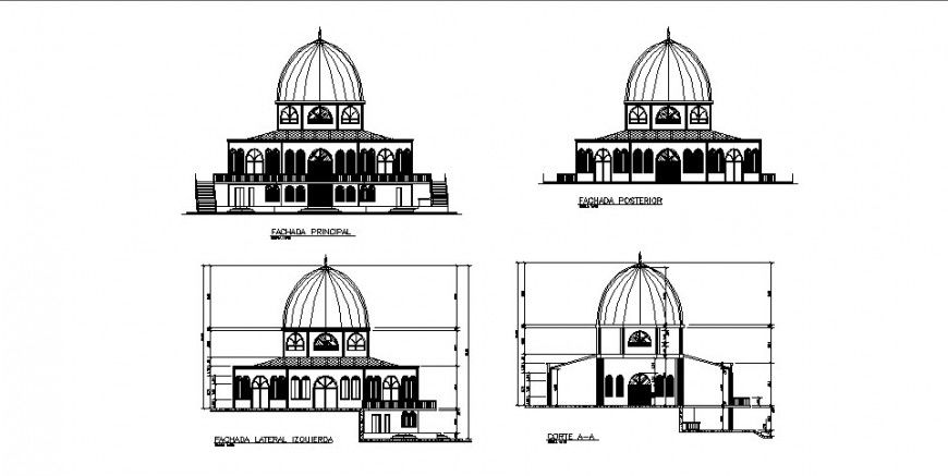 Two-story traditional house elevation and section cad drawing details dwg file