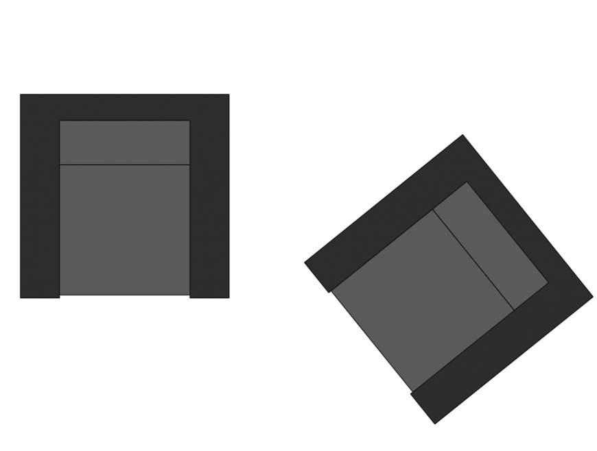 Two 3d office chairs top view cad block design dwg file