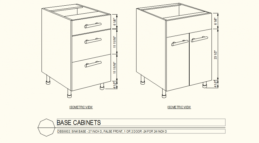 Two Base Cabinet Design Plan in AutoCAD DWG Layout File
