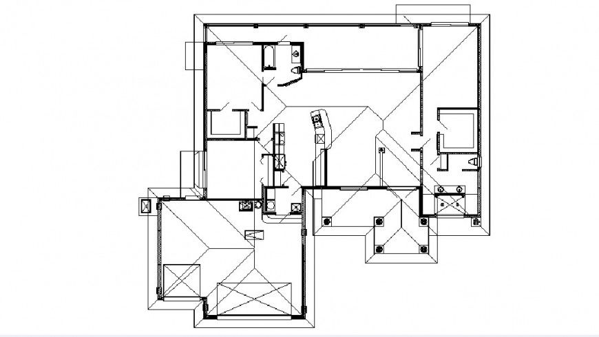 Two bedroom house floor framing plan structure details dwg file