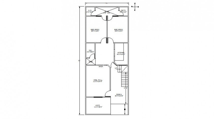 Two bhk house drawings 2d view work layout plan details in autocad software file